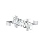 Floating Trio Diamond Bypass Engagement Ring (0.9 CTW) Top Flat View