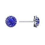 Round Halo Blue Sapphire Earrings (1.66 CTW) Top Dynamic View