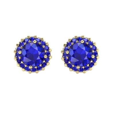 Round Halo Blue Sapphire Earrings (1.66 CTW) Side View