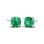 Classic Round Brilliant Emerald Stud Earrings (0.7 CTW) Perspective View