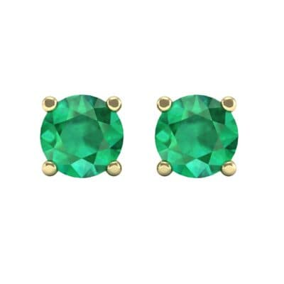 Classic Round Brilliant Emerald Stud Earrings (0.7 CTW) Side View