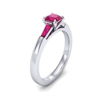Tapered Baguette Princess-Cut Ruby Engagement Ring (0.64 CTW) Perspective View
