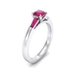 Tapered Baguette Princess-Cut Ruby Engagement Ring (0.64 CTW) Perspective View
