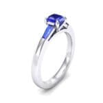 Tapered Baguette Princess-Cut Blue Sapphire Engagement Ring (0.64 CTW) Perspective View