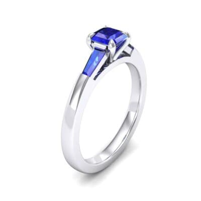 Tapered Baguette Princess-Cut Blue Sapphire Engagement Ring (0.64 CTW) Perspective View