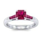 Tapered Baguette Princess-Cut Ruby Engagement Ring (0.64 CTW) Top Dynamic View