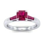 Tapered Baguette Princess-Cut Ruby Engagement Ring (0.64 CTW) Top Dynamic View