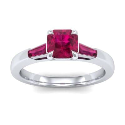 Tapered Baguette Princess-Cut Ruby Engagement Ring (0.64 CTW) Top Dynamic View