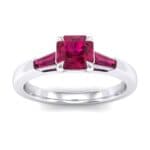 Tapered Baguette Princess-Cut Ruby Engagement Ring (0.64 CTW) Top Dynamic View