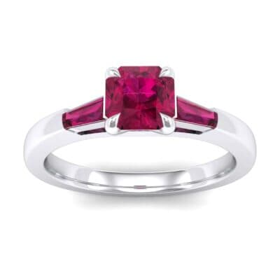 Tapered Baguette Princess-Cut Ruby Engagement Ring (0.64 CTW) Top Dynamic View
