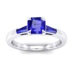 Tapered Baguette Princess-Cut Blue Sapphire Engagement Ring (0.64 CTW) Top Dynamic View