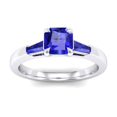 Tapered Baguette Princess-Cut Blue Sapphire Engagement Ring (0.64 CTW) Top Dynamic View