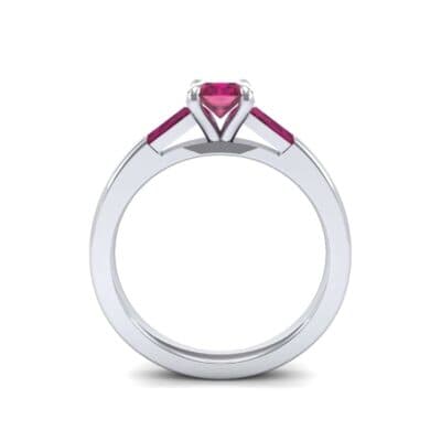 Tapered Baguette Princess-Cut Ruby Engagement Ring (0.64 CTW) Side View
