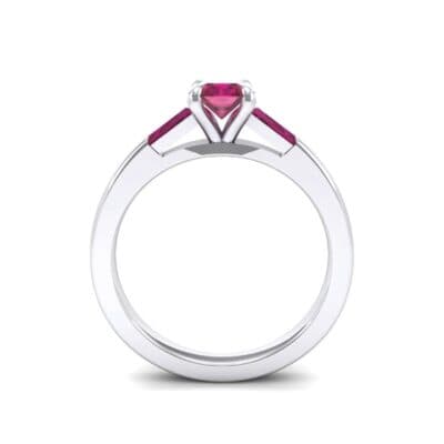 Tapered Baguette Princess-Cut Ruby Engagement Ring (0.64 CTW) Side View