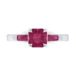Tapered Baguette Princess-Cut Ruby Engagement Ring (0.64 CTW) Top Flat View