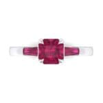 Tapered Baguette Princess-Cut Ruby Engagement Ring (0.64 CTW) Top Flat View