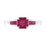 Tapered Baguette Princess-Cut Ruby Engagement Ring (0.64 CTW) Top Flat View