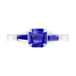 Tapered Baguette Princess-Cut Blue Sapphire Engagement Ring (0.64 CTW) Top Flat View