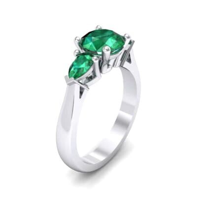 Pear Three-Stone Emerald Engagement Ring (1.55 CTW) Perspective View