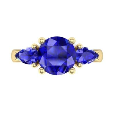 Pear Three-Stone Blue Sapphire Engagement Ring (1.55 CTW) Top Flat View