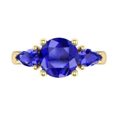 Pear Three-Stone Blue Sapphire Engagement Ring (1.55 CTW) Top Flat View