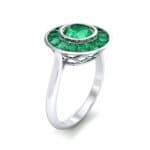 Deco Bezel-Set Halo Emerald Engagement Ring (1.99 CTW) Perspective View