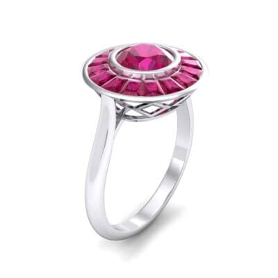 Deco Bezel-Set Halo Ruby Engagement Ring (1.99 CTW) Perspective View