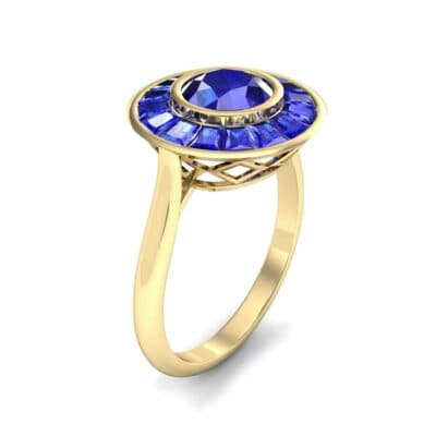 Deco Bezel-Set Halo Blue Sapphire Engagement Ring (1.99 CTW) Perspective View