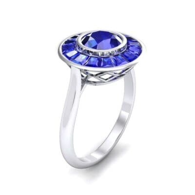 Deco Bezel-Set Halo Blue Sapphire Engagement Ring (1.99 CTW) Perspective View