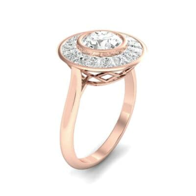 Deco Bezel-Set Halo Diamond Engagement Ring (1.99 CTW) Perspective View