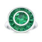 Deco Bezel-Set Halo Emerald Engagement Ring (1.99 CTW) Top Dynamic View