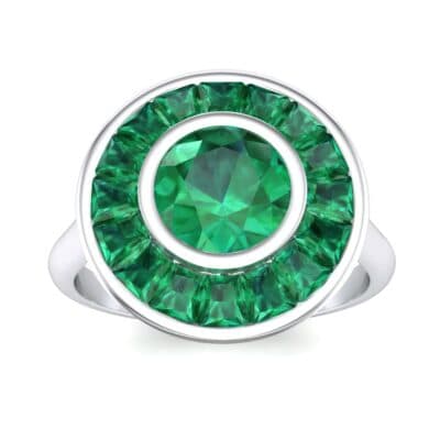Deco Bezel-Set Halo Emerald Engagement Ring (1.99 CTW) Top Dynamic View