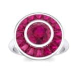 Deco Bezel-Set Halo Ruby Engagement Ring (1.99 CTW) Top Dynamic View