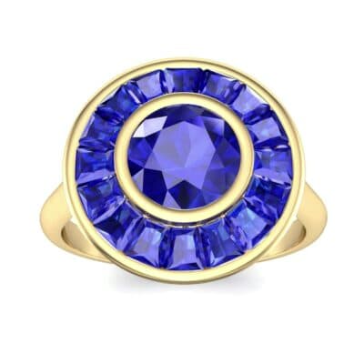 Deco Bezel-Set Halo Blue Sapphire Engagement Ring (1.99 CTW) Top Dynamic View