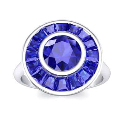 Deco Bezel-Set Halo Blue Sapphire Engagement Ring (1.99 CTW) Top Dynamic View
