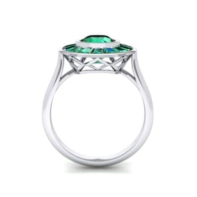 Deco Bezel-Set Halo Emerald Engagement Ring (1.99 CTW) Side View