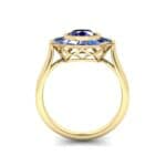 Deco Bezel-Set Halo Blue Sapphire Engagement Ring (1.99 CTW) Side View