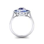 Deco Bezel-Set Halo Blue Sapphire Engagement Ring (1.99 CTW) Side View