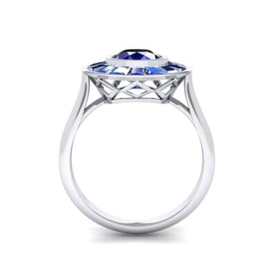 Deco Bezel-Set Halo Blue Sapphire Engagement Ring (1.99 CTW) Side View