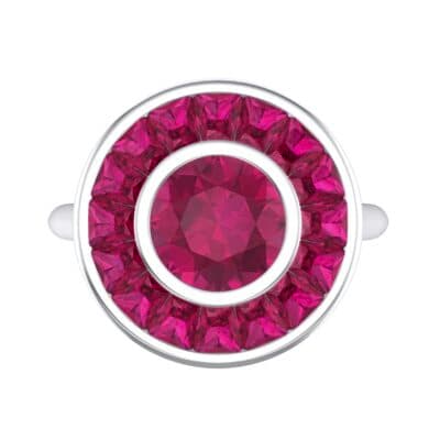 Deco Bezel-Set Halo Ruby Engagement Ring (1.99 CTW) Top Flat View