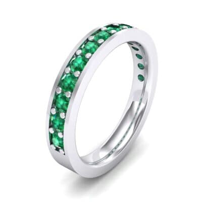 Flat-Sided Pave Emerald Ring (0.62 CTW) Perspective View