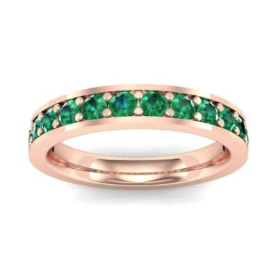Flat-Sided Pave Emerald Ring (0.62 CTW) Top Dynamic View