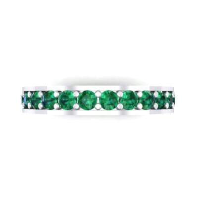 Flat-Sided Pave Emerald Ring (0.62 CTW) Top Flat View