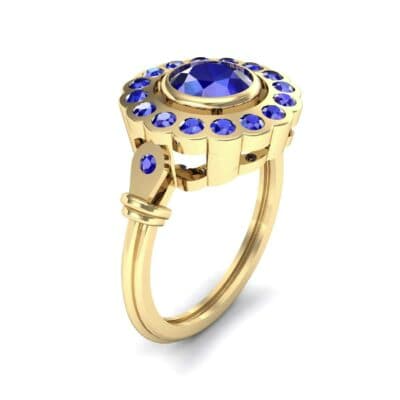 Aster Pierced Halo Bezel-Set Blue Sapphire Engagement Ring (1.16 CTW) Perspective View
