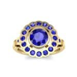 Aster Pierced Halo Bezel-Set Blue Sapphire Engagement Ring (1.16 CTW) Top Dynamic View