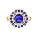 Aster Pierced Halo Bezel-Set Blue Sapphire Engagement Ring (1.16 CTW) Top Flat View
