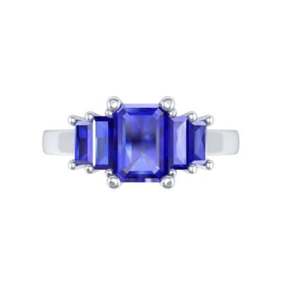 Stepped Five-Stone Blue Sapphire Engagement Ring (1.84 CTW) Top Flat View