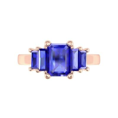 Stepped Five-Stone Blue Sapphire Engagement Ring (1.84 CTW) Top Flat View