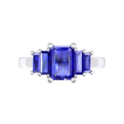 Stepped Five-Stone Blue Sapphire Engagement Ring (1.84 CTW) Top Flat View