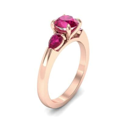 Claw Prong Pear Three-Stone Ruby Engagement Ring (1.16 CTW) Perspective View